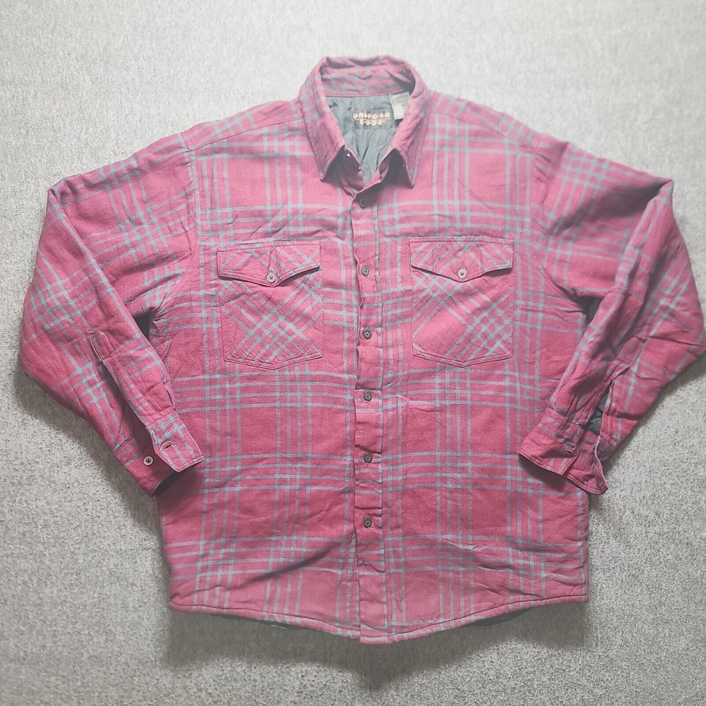 Uniform Code Men's Quilted‎ Flannel Shirt Jacket Size M Burgundy Plaid